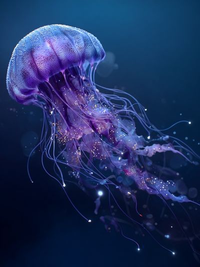 Glowing Jellyfish Digital Art Poster. poster
