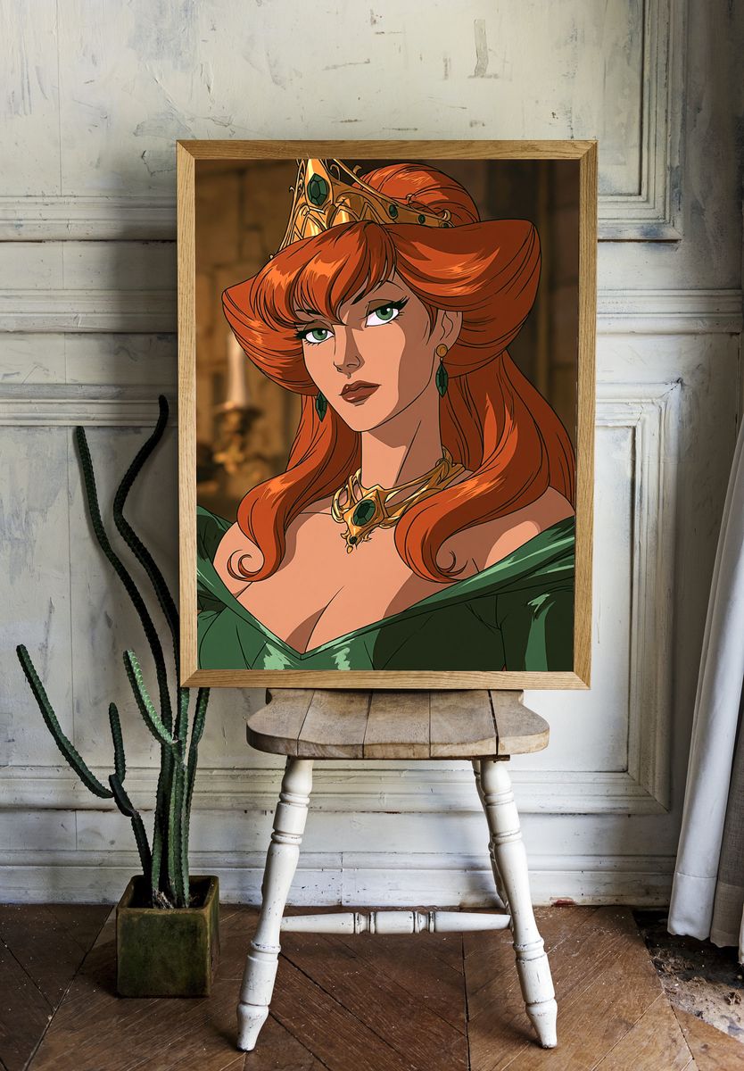 Red-Haired Queen Digital Art Poster. — room view 1