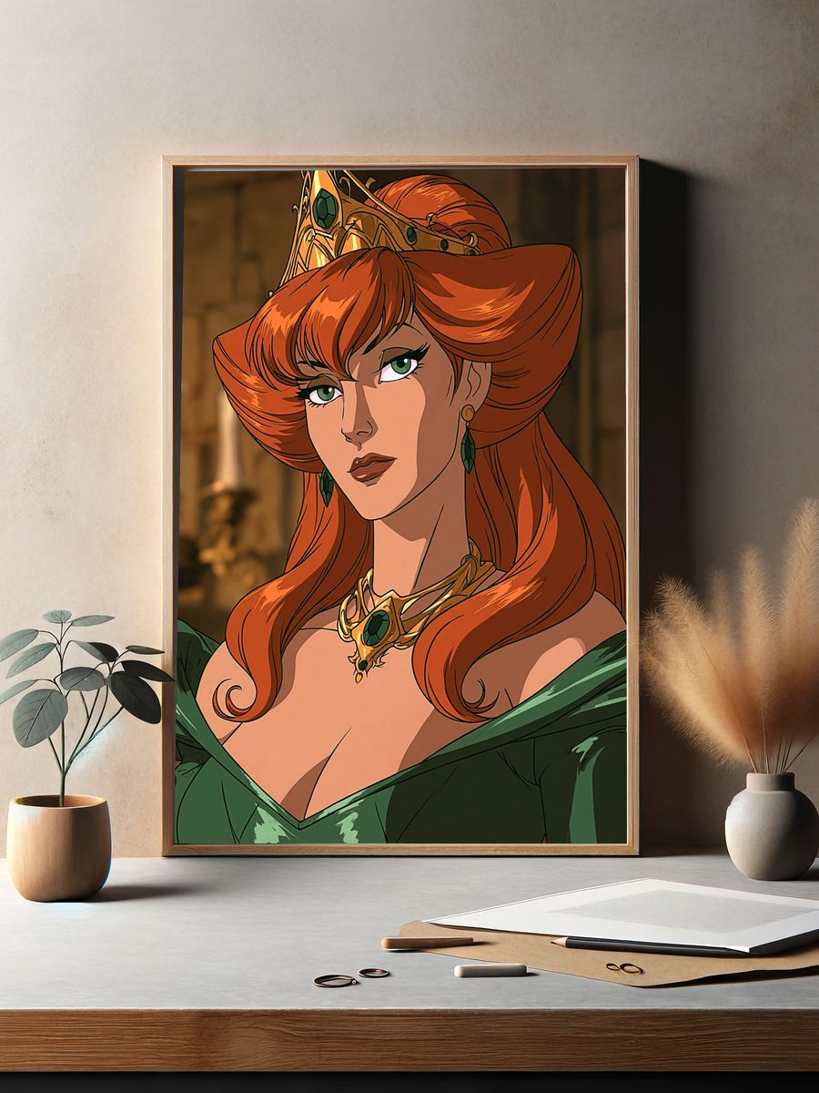 Red-Haired Queen Digital Art Poster. — room view 2