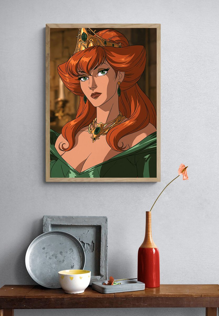 Red-Haired Queen Digital Art Poster. — room view 3