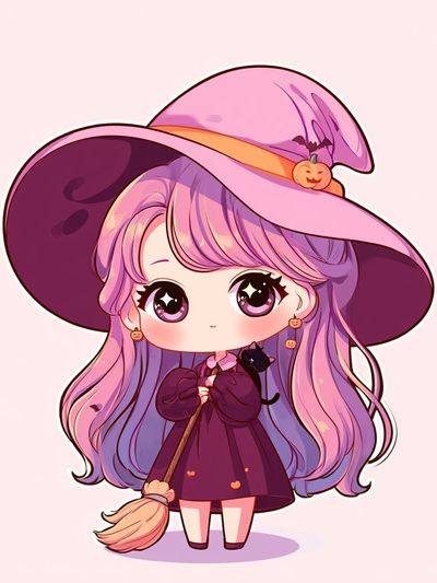 Cute Witch Girl Illustration Poster. poster