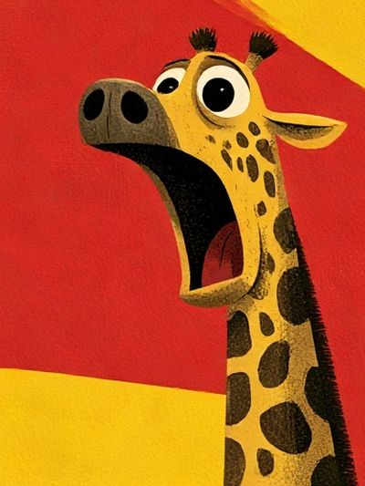 Surprised Giraffe Cartoon Print. poster