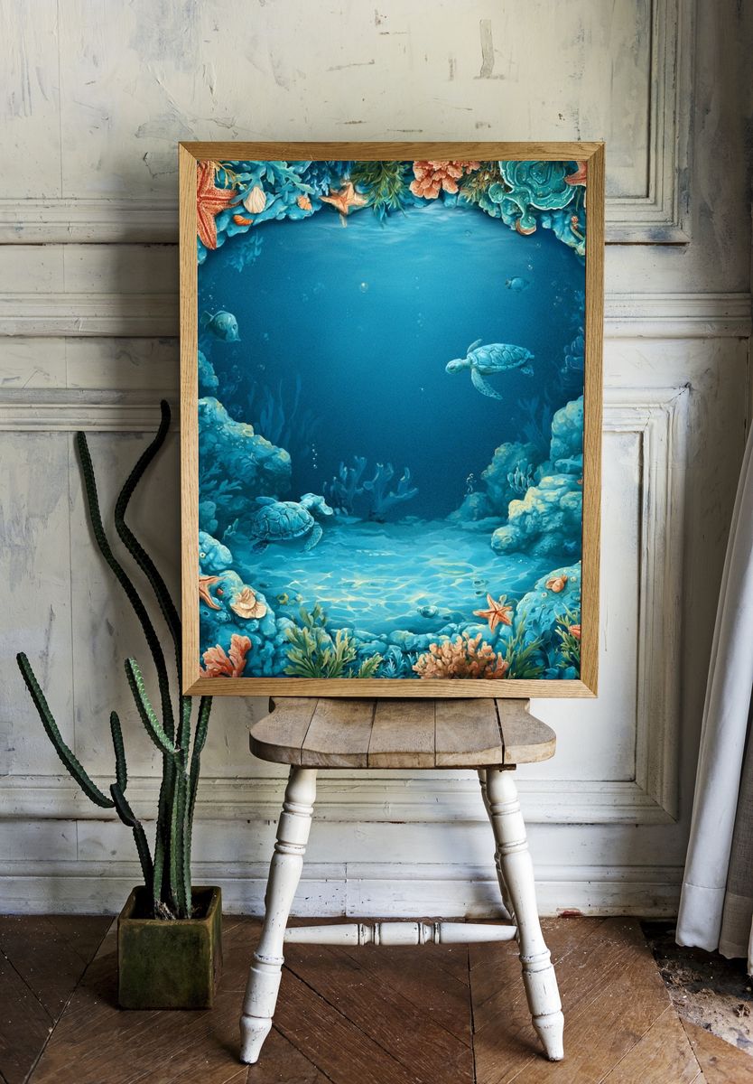 Underwater Coral Reef Poster. — room view 1