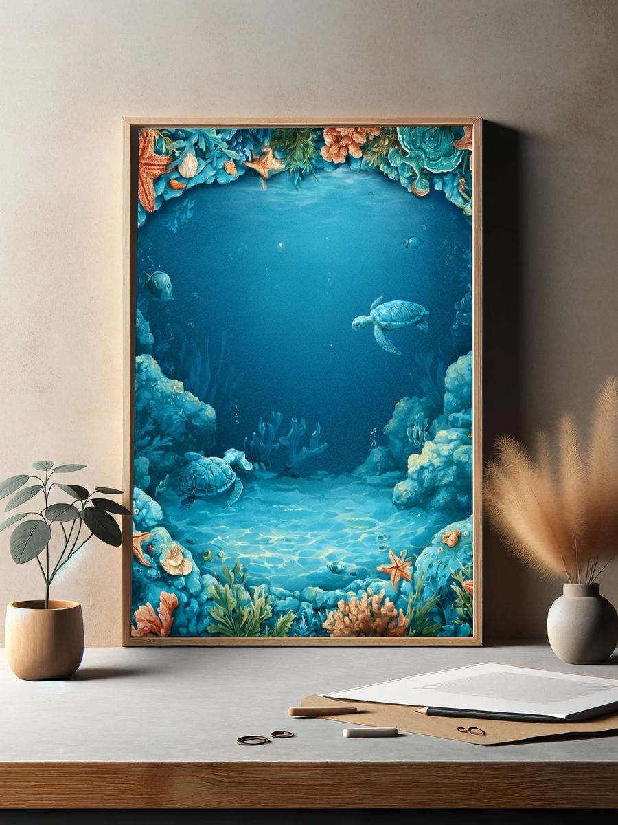 Underwater Coral Reef Poster. — room view 2