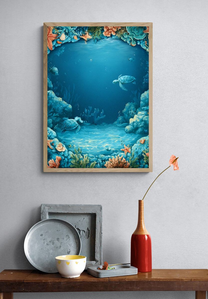 Underwater Coral Reef Poster. — room view 3