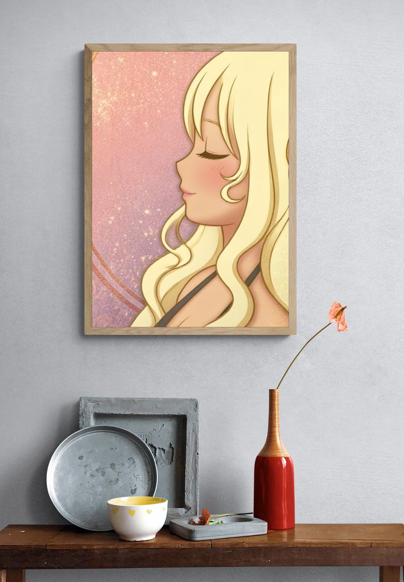 Blonde Anime Portrait Poster. — room view 3