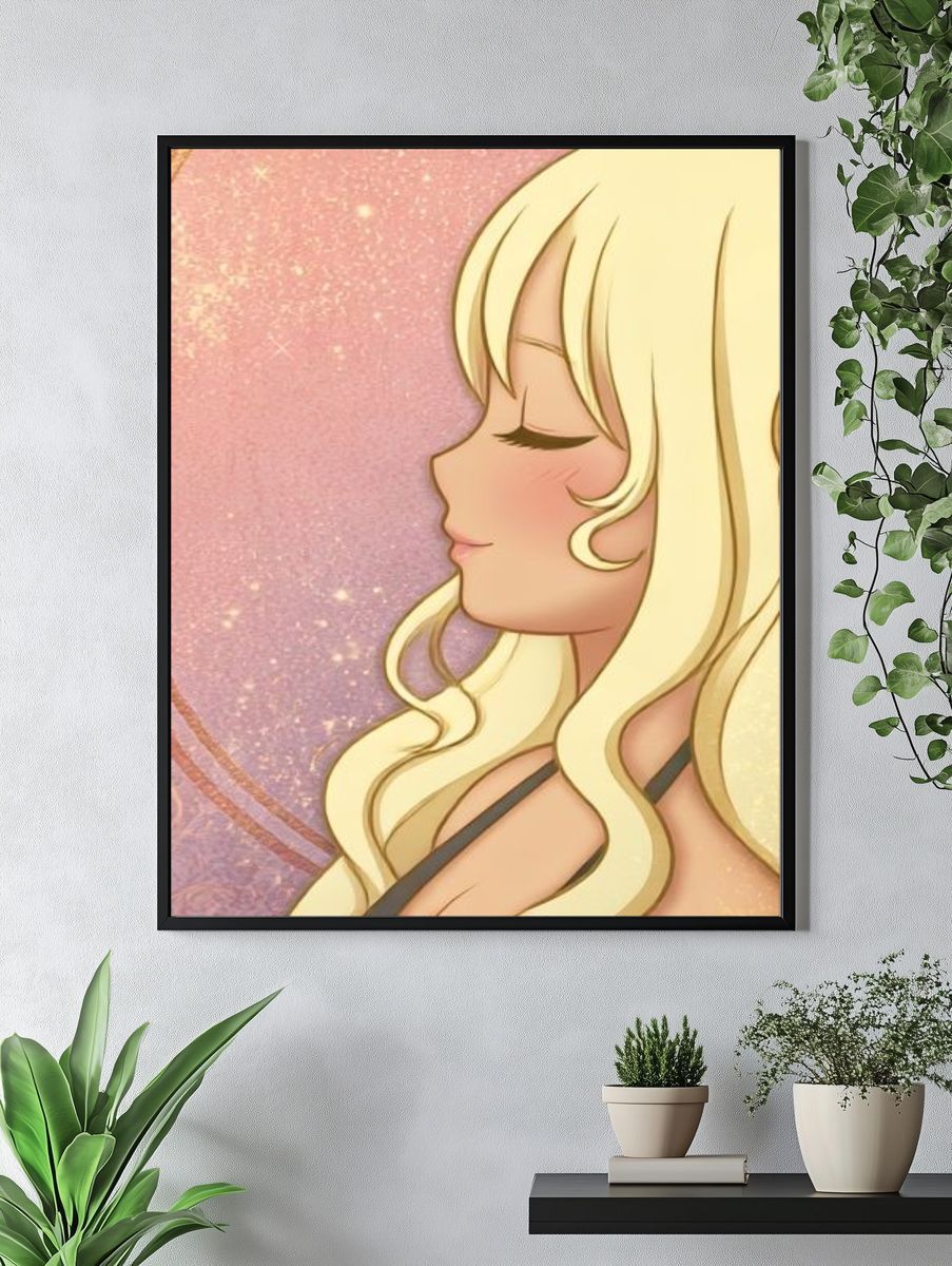 Blonde Anime Portrait Poster. — room view 4