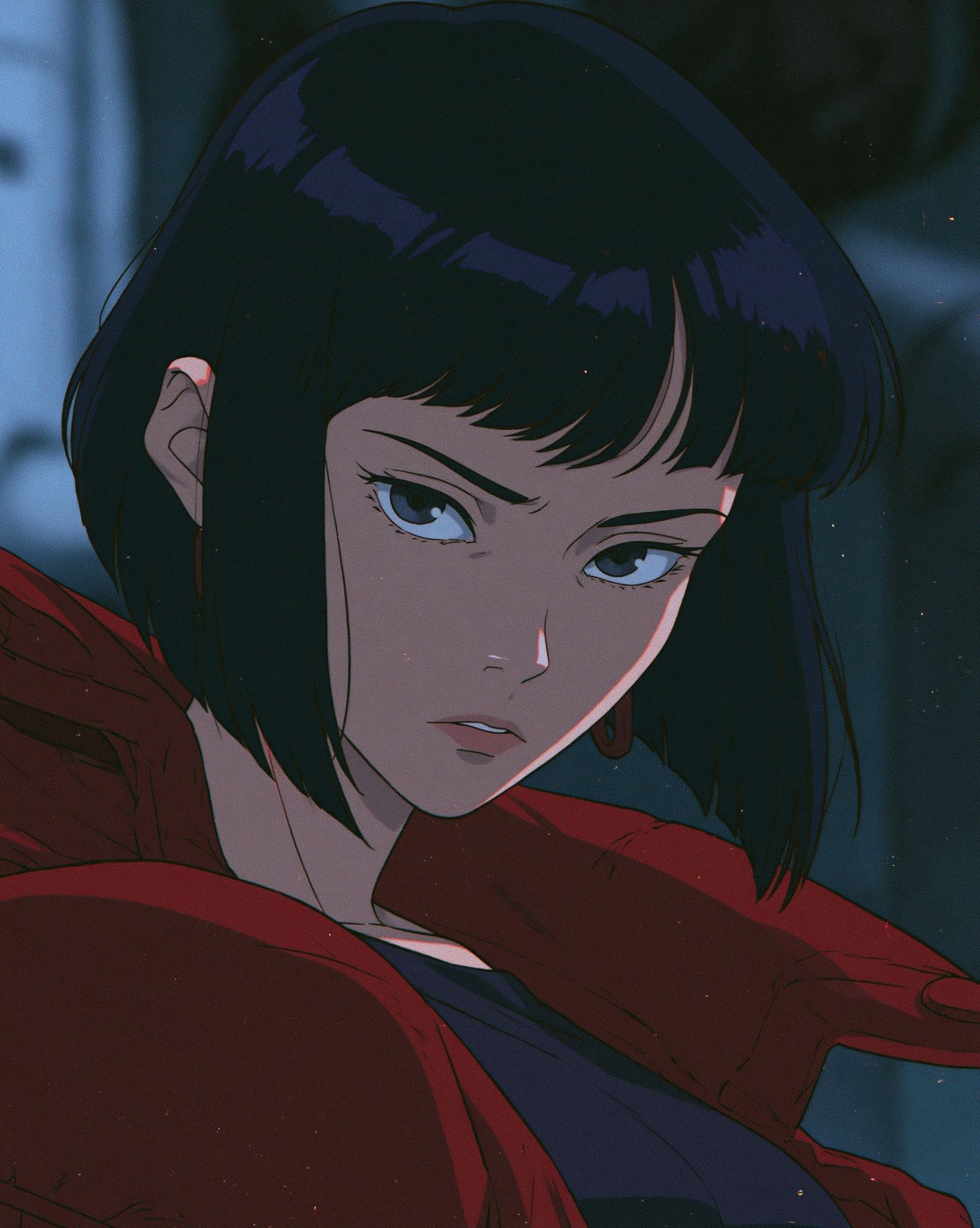 Anime Portrait in Red — Illustration Print. poster — anime art