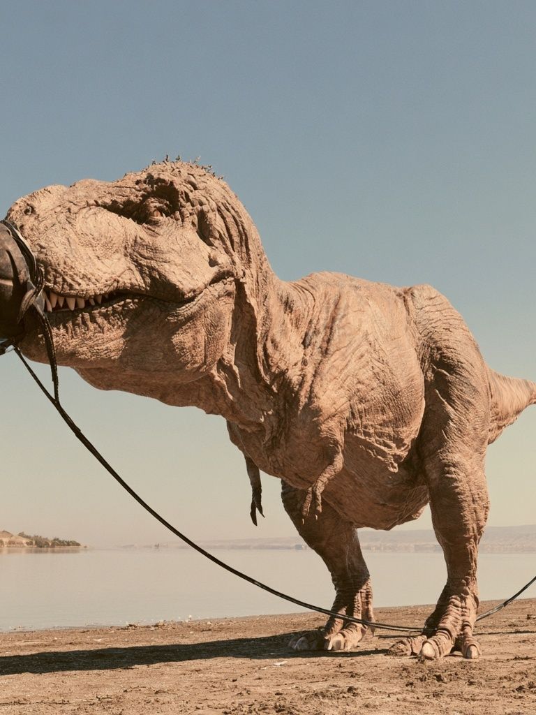 Tethered T-Rex Desert Photography Poster. poster — animals art