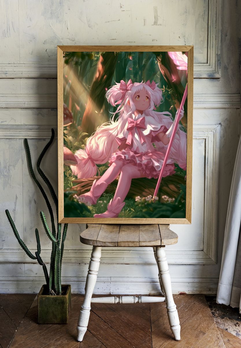 Pink Fairy Forest Anime Poster. — room view 1