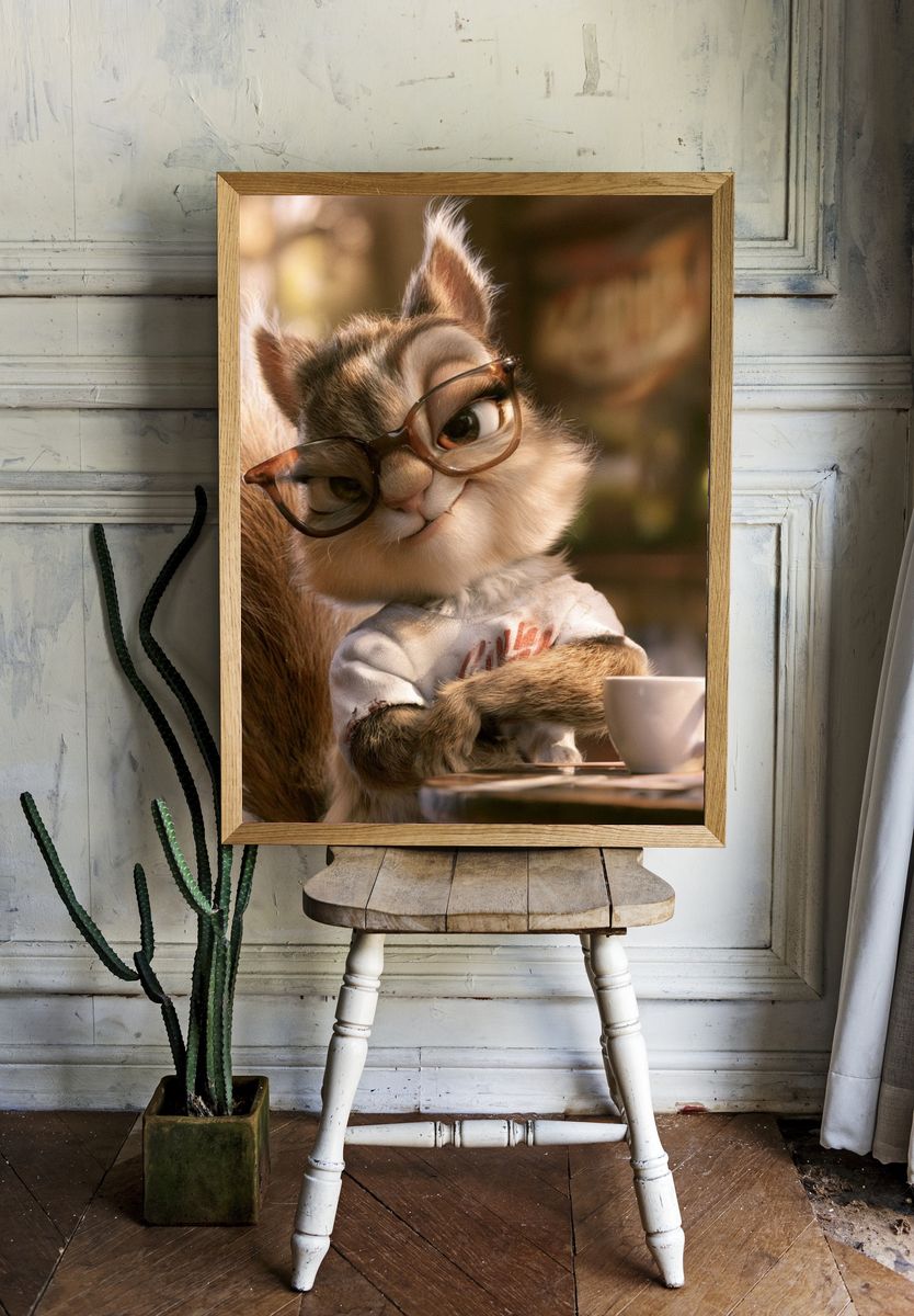 Squirrel with Glasses Illustration Poster. room preview