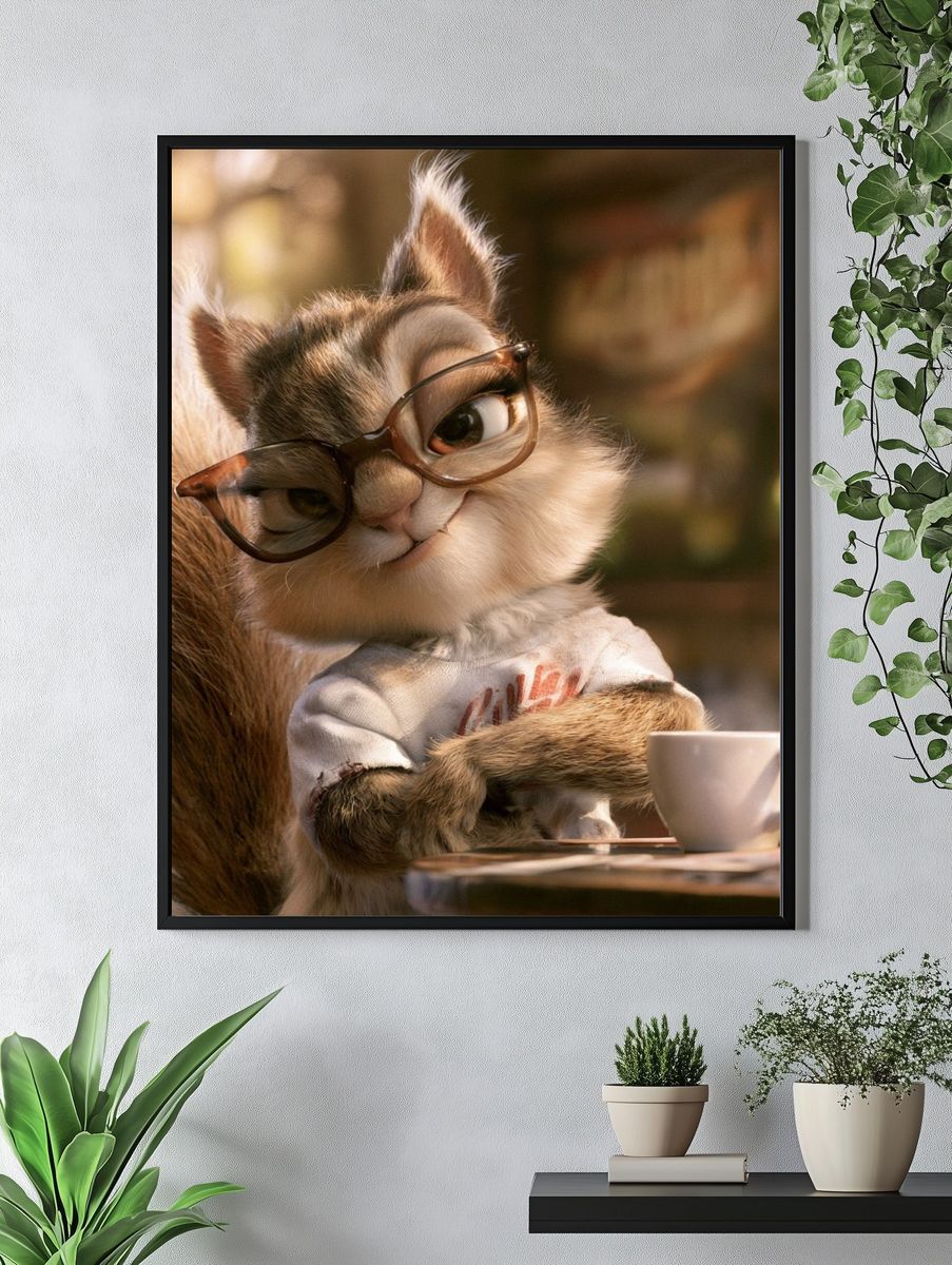 Squirrel with Glasses Illustration Poster. — room view 4