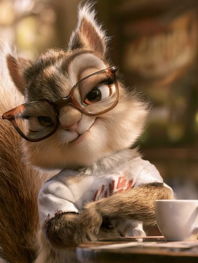 Squirrel with Glasses Illustration Poster.