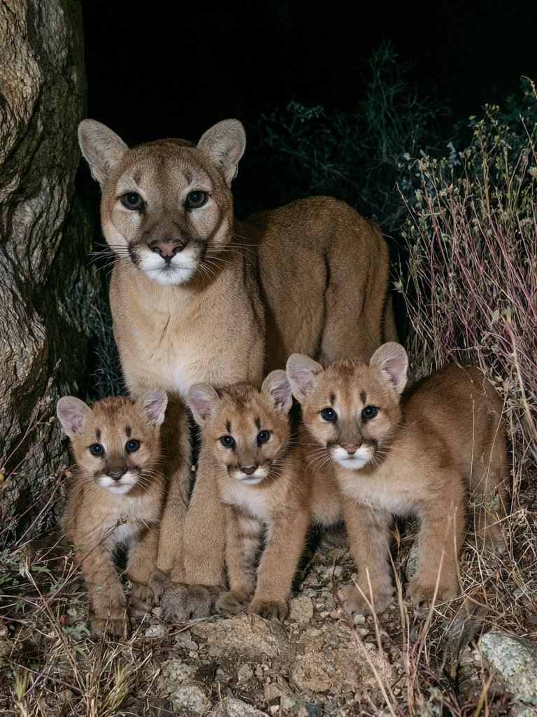 Mountain Lion Family Photography Poster. poster detail