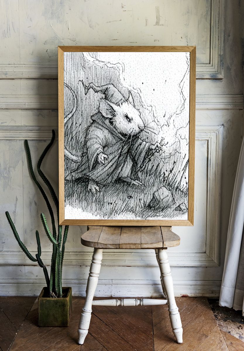 Mouse Sketch Illustration Poster. — room view 1