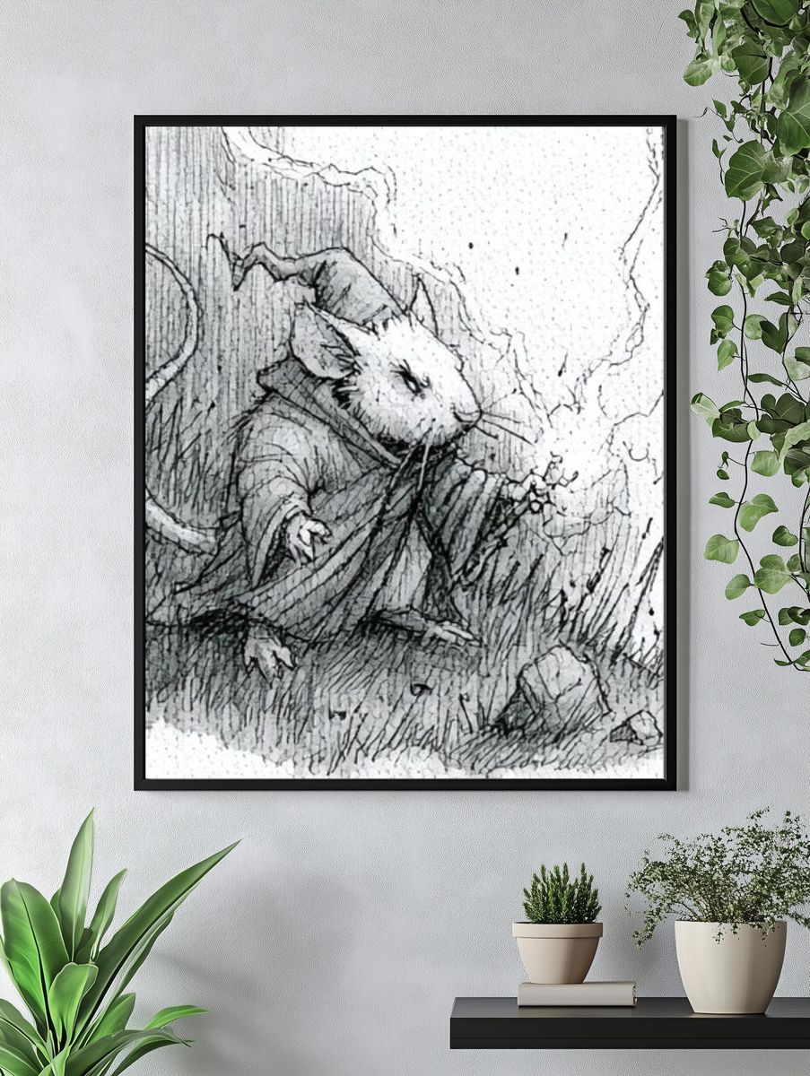 Mouse Sketch Illustration Poster. — room view 4