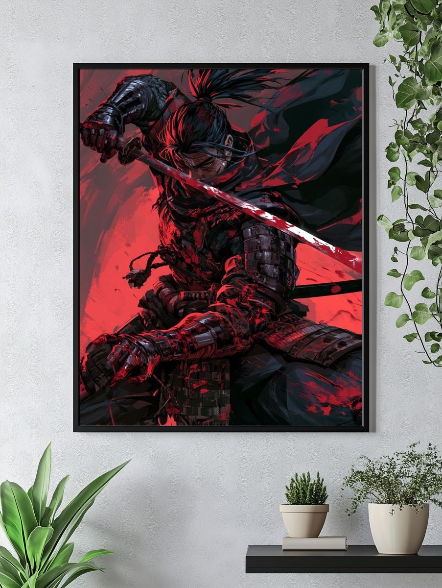 Samurai Warrior Red Ink Poster. — room view 4