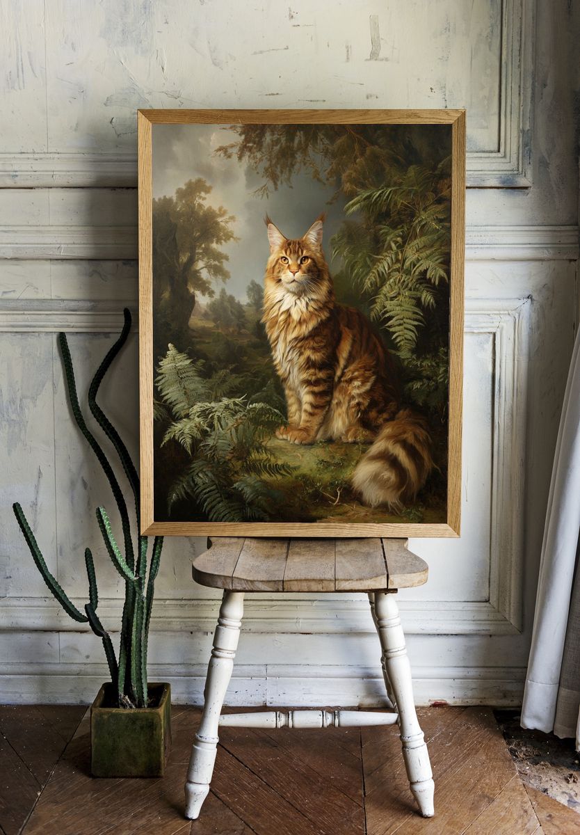 Majestic Maine Coon Forest Painting Poster room preview