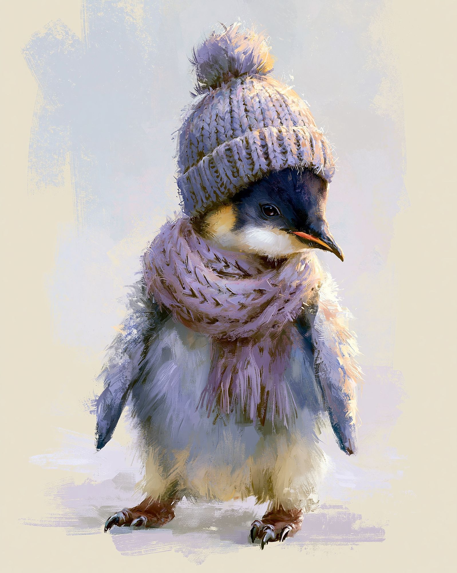 Winter Chick Portrait Print. poster — animals art