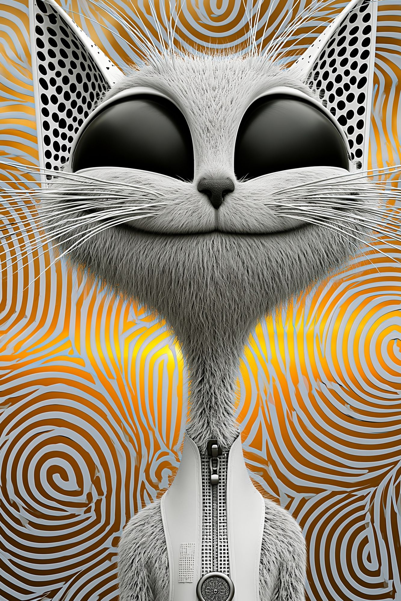 Surreal Cat Portrait Poster. poster detail