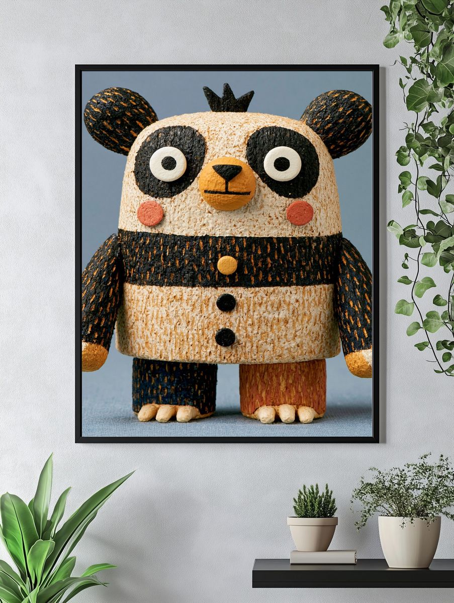Cute Panda Figurine Illustration Poster. — room view 4