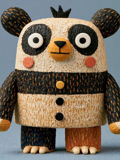 Cute Panda Figurine Illustration Poster. poster