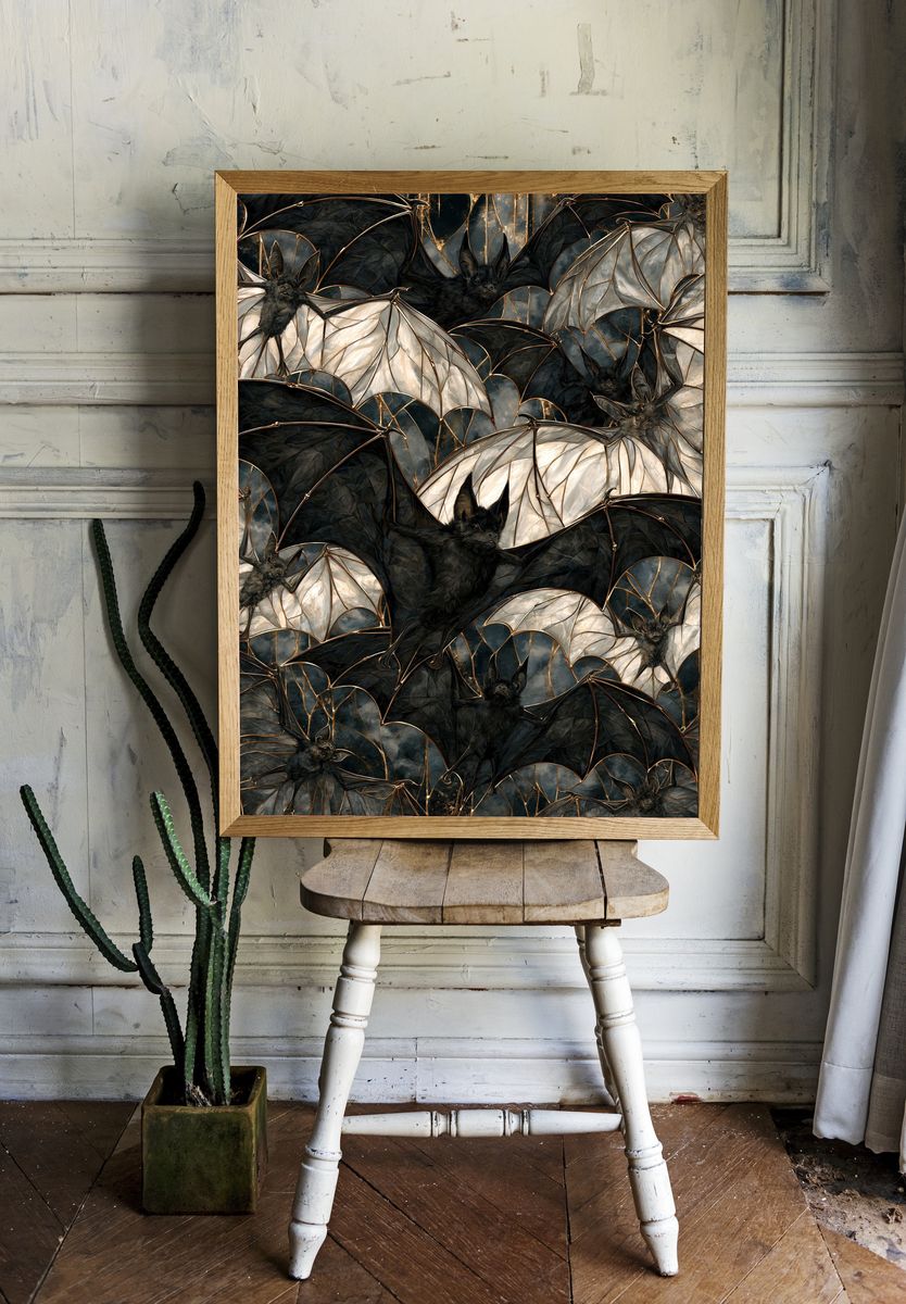 Gothic Bats Pattern Print. — room view 1