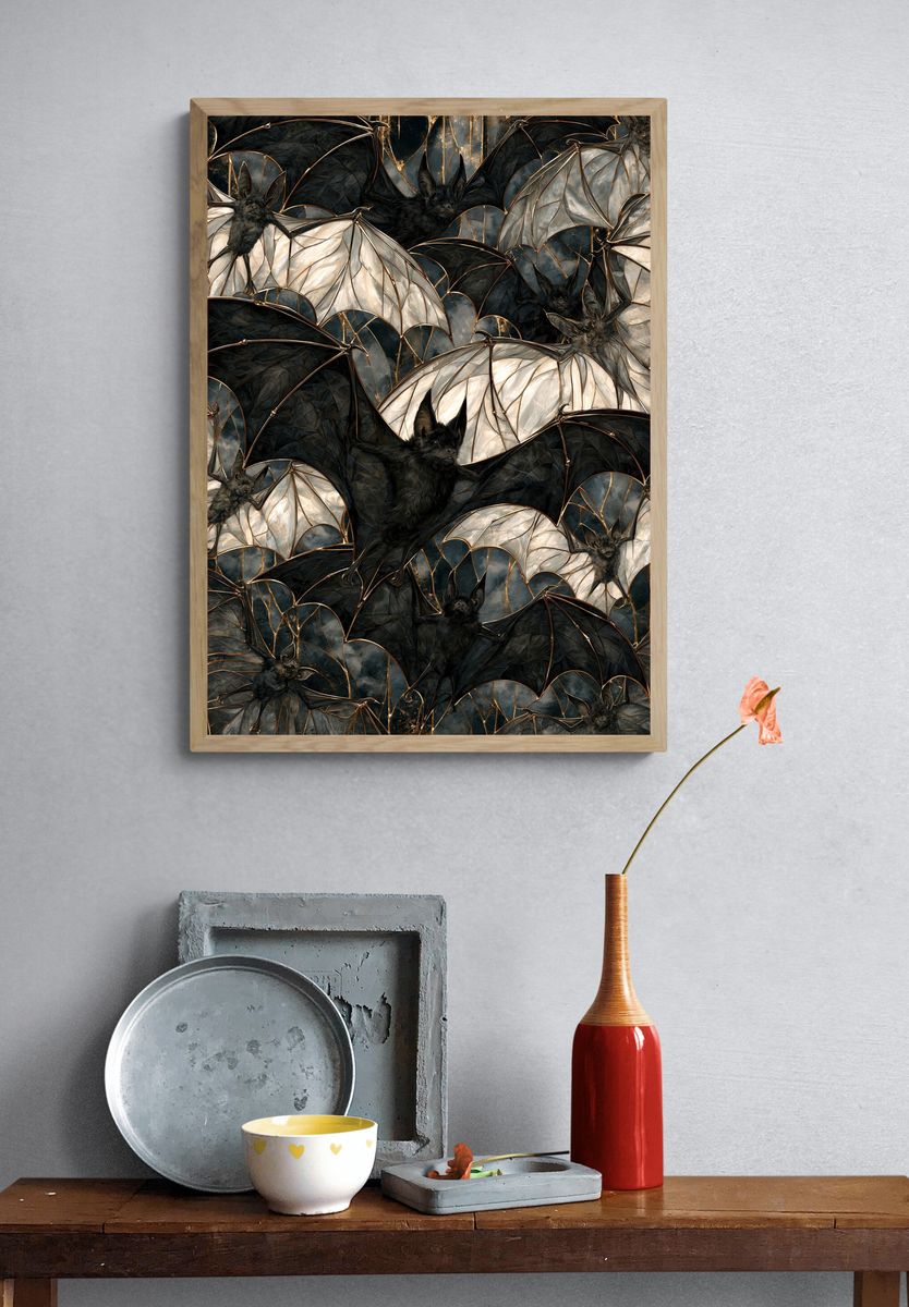 Gothic Bats Pattern Print. — room view 3