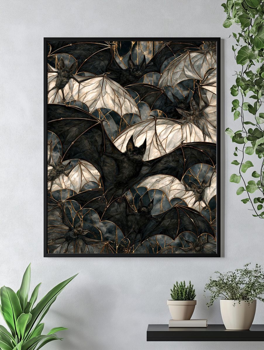 Gothic Bats Pattern Print. — room view 4