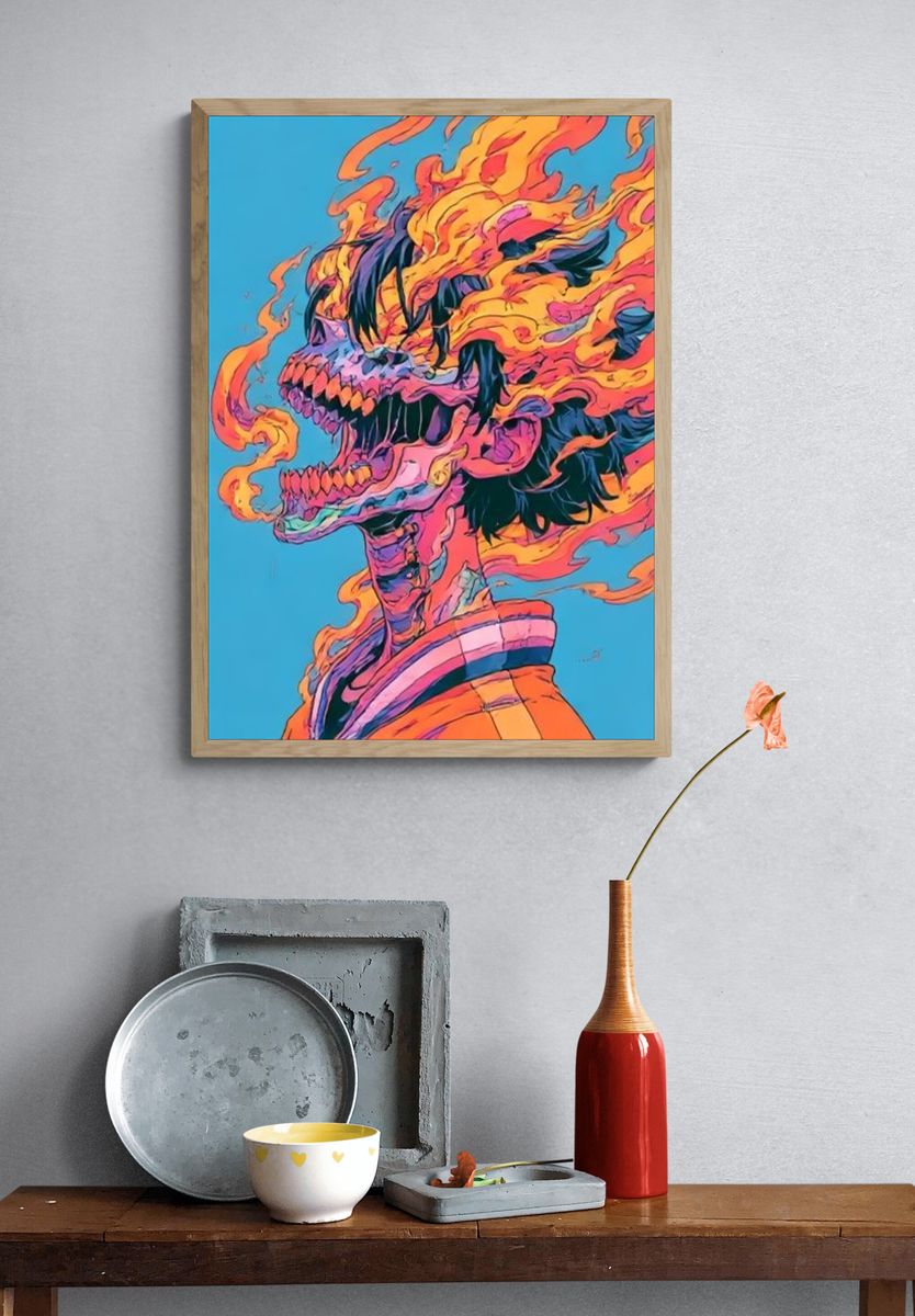 Flaming Skull Anime Poster. — room view 3
