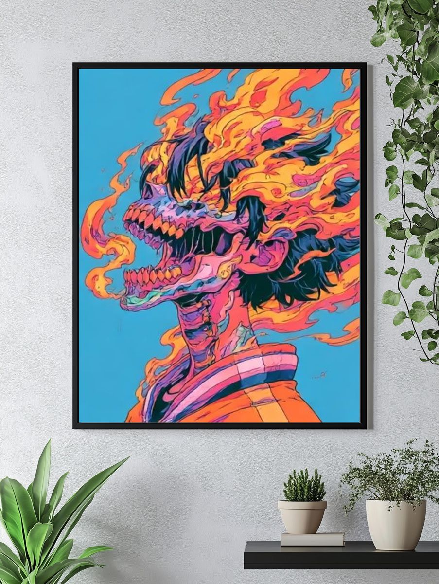 Flaming Skull Anime Poster. — room view 4