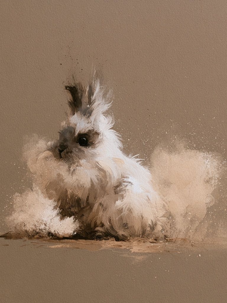 Fluffy Rabbit Portrait Print. poster — animals art