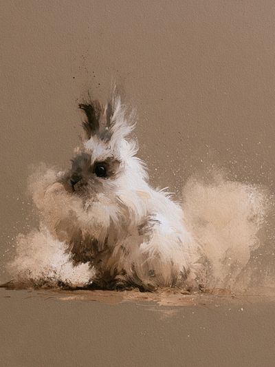 Fluffy Rabbit Portrait Print.