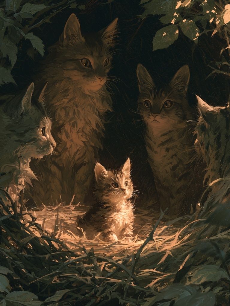 Hidden Kittens in the Forest Poster. poster detail