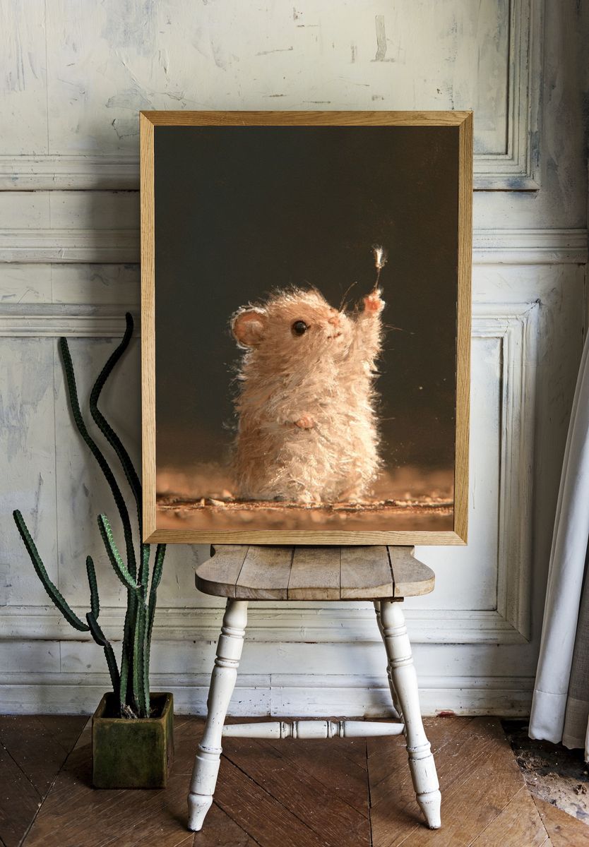 Curious Mouse Portrait Print. — room view 1
