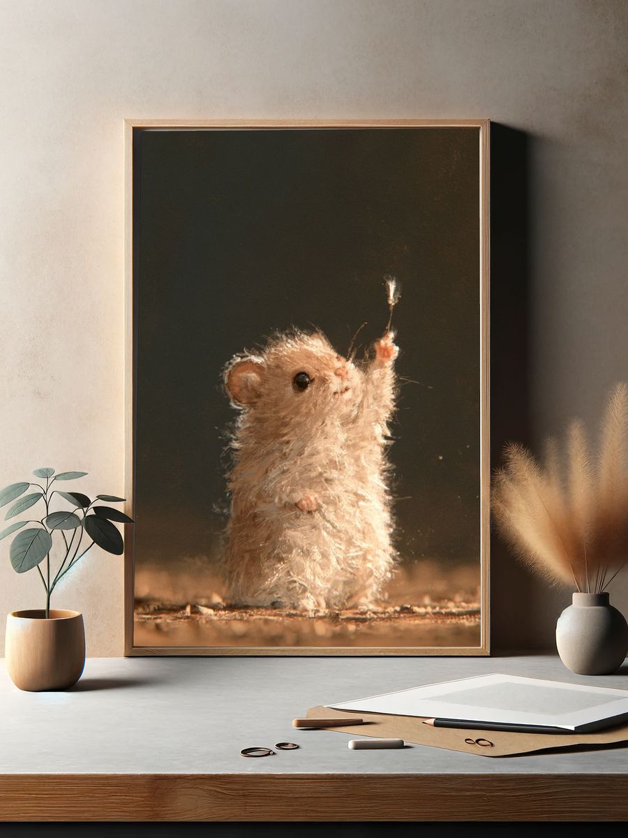 Curious Mouse Portrait Print. — room view 2