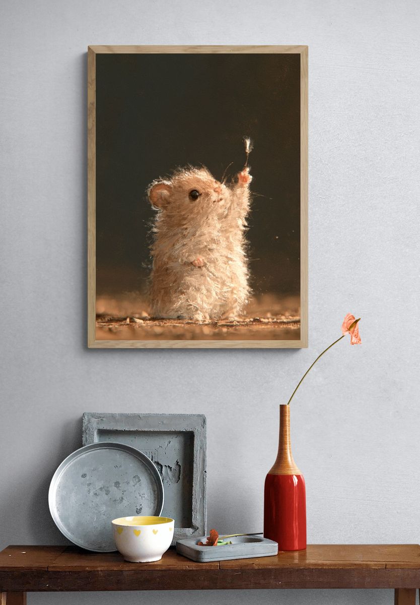 Curious Mouse Portrait Print. — room view 3