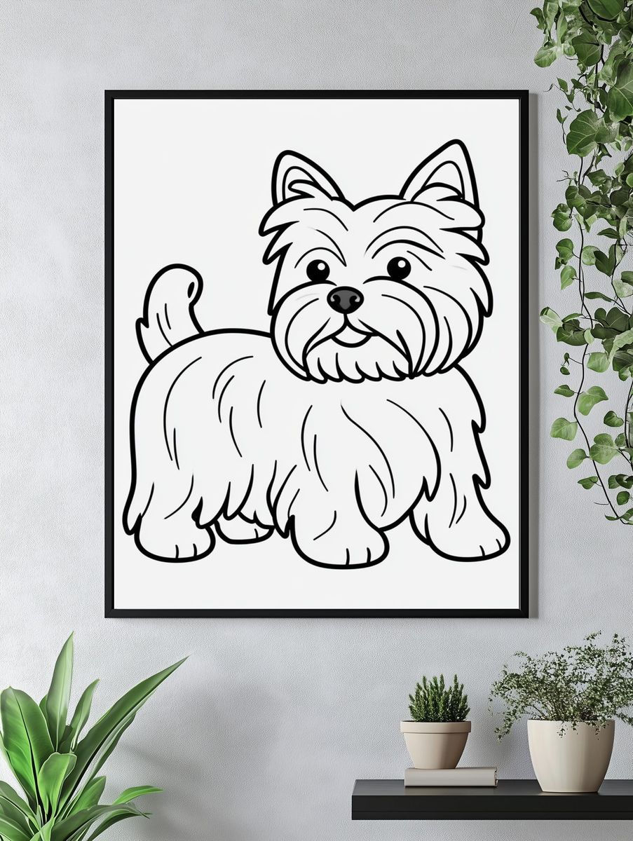 Yorkshire Terrier Line Art Poster. — room view 4