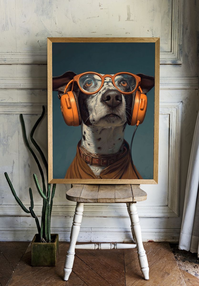 Cool Dog Portrait Illustration Poster. — room view 1