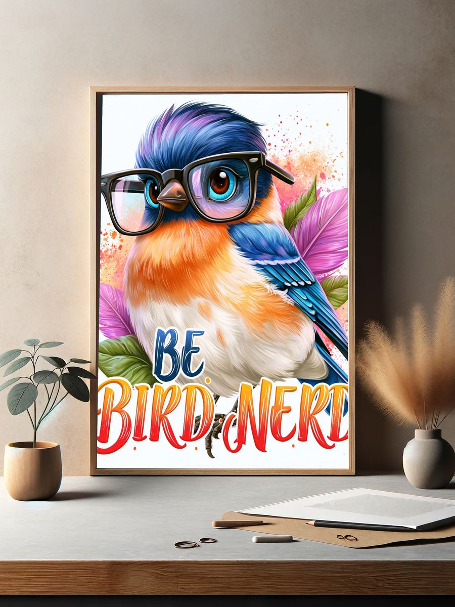 Be Bird Nerd Cartoon Poster. — room view 2