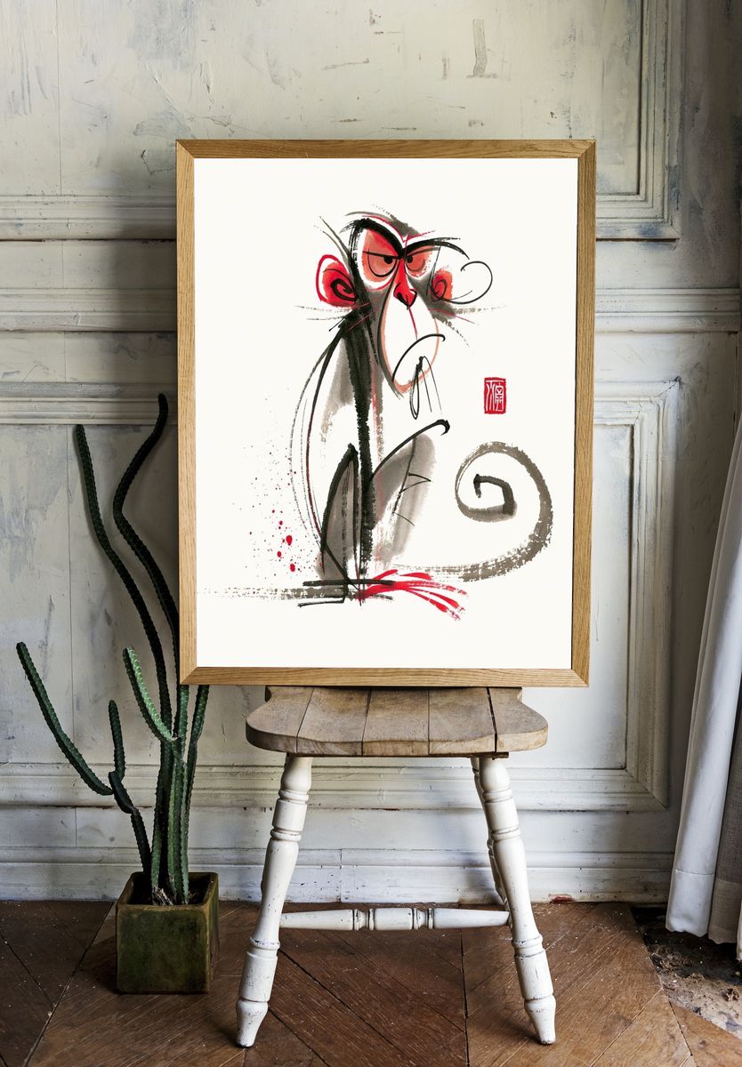 Angry Monkey Ink Poster. — room view 1