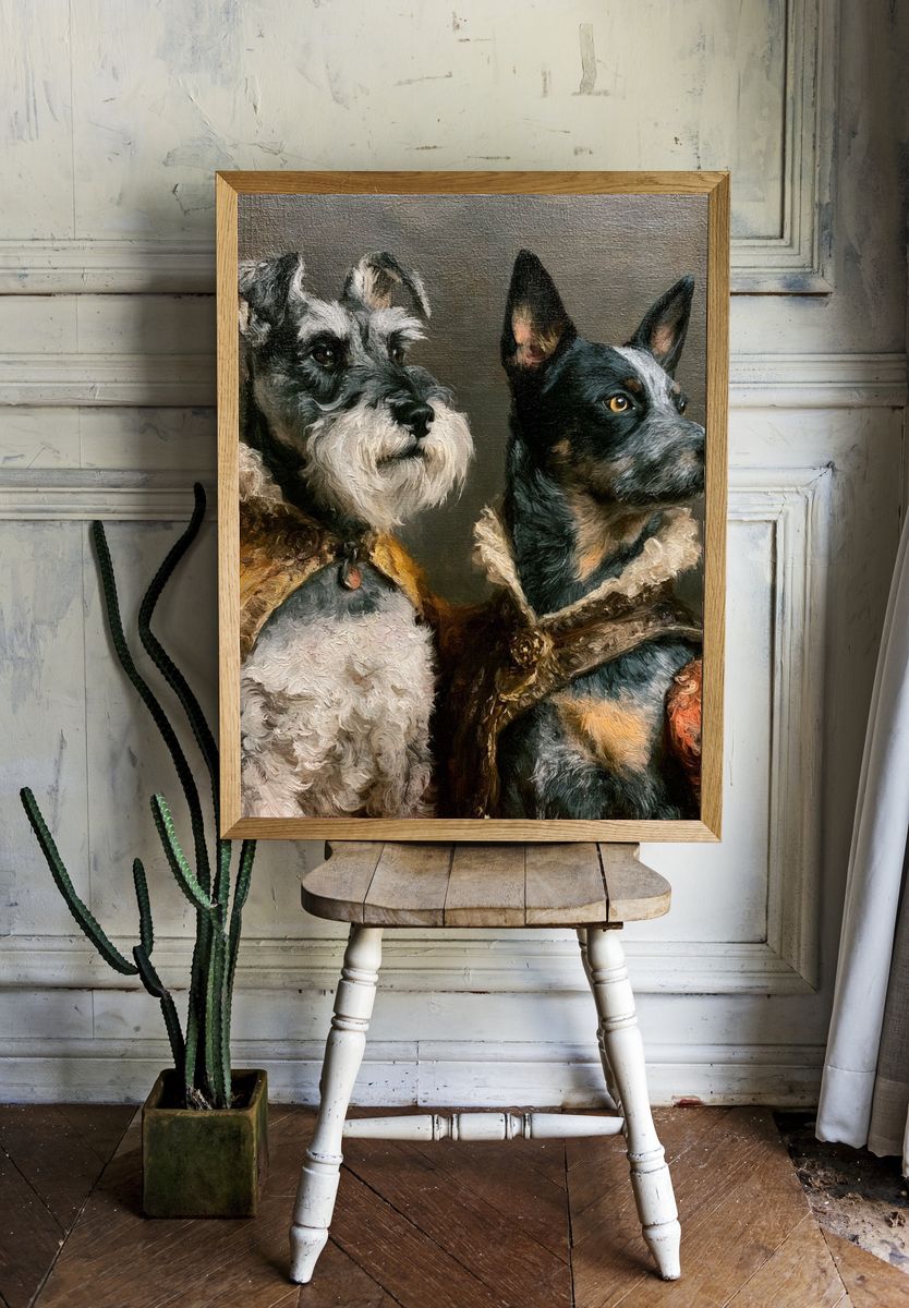Two Dogs Portrait Fine-Art Poster. — room view 1