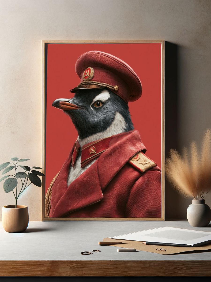 Soviet Penguin Portrait Poster. — room view 2