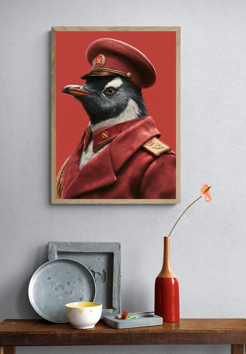 Soviet Penguin Portrait Poster. — room view 3