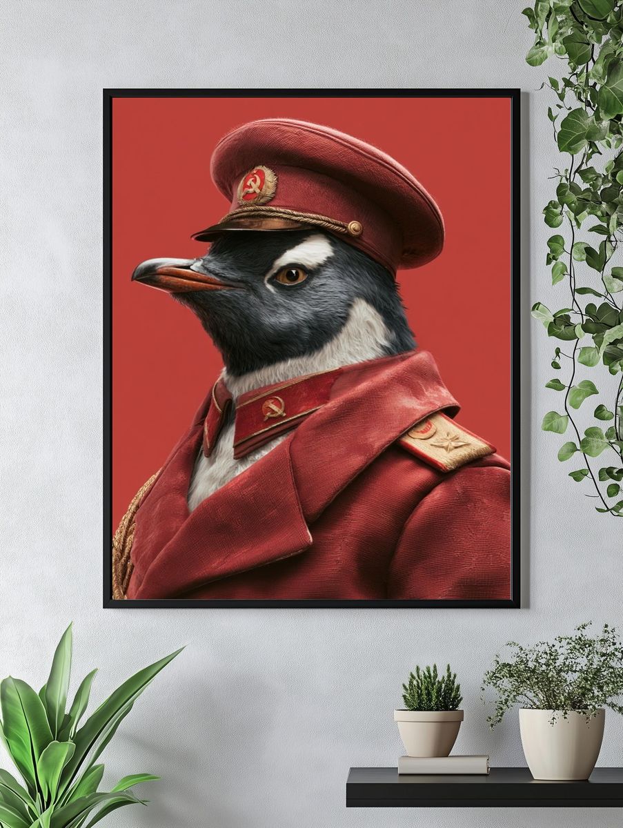 Soviet Penguin Portrait Poster. — room view 4