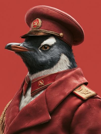 Soviet Penguin Portrait Poster. poster