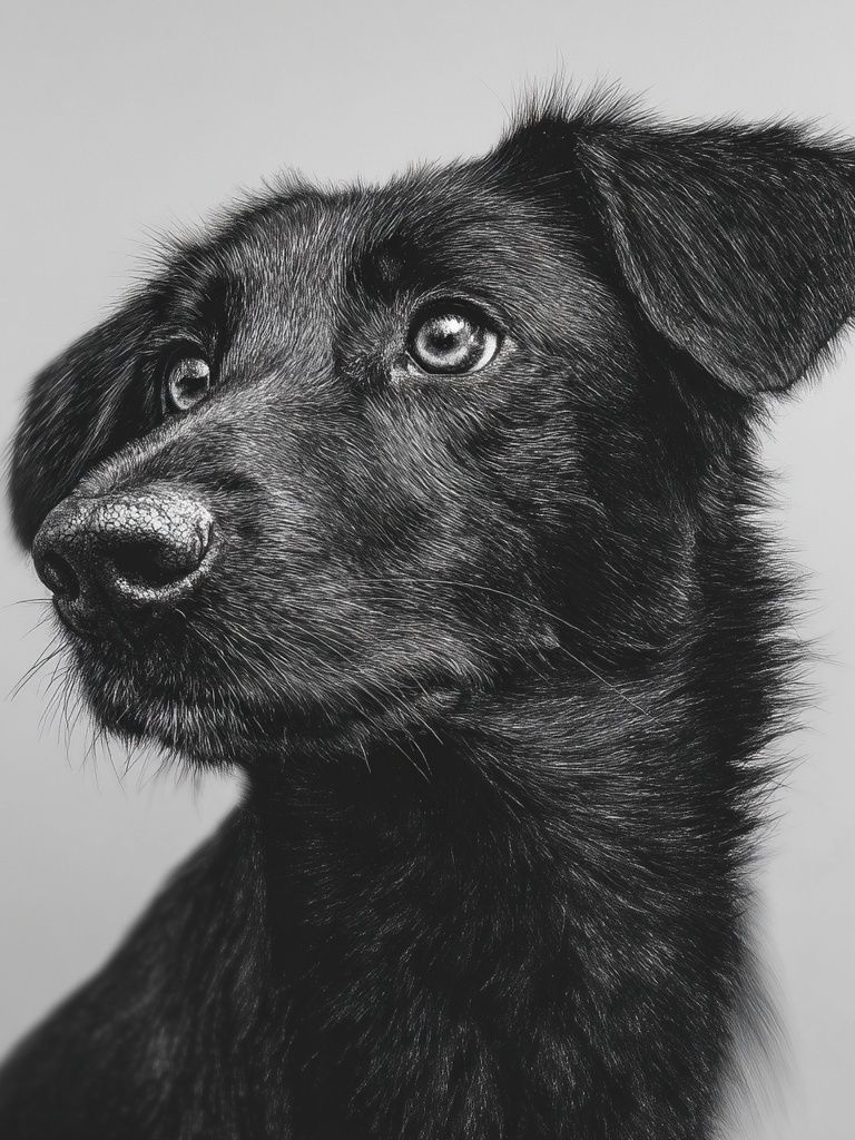 Black Dog Portrait Print. poster detail