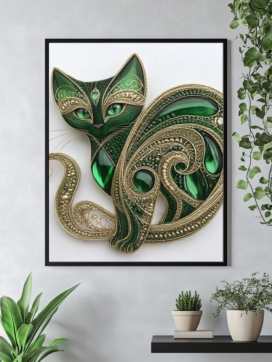 Emerald Cat Ornament Poster. — room view 4
