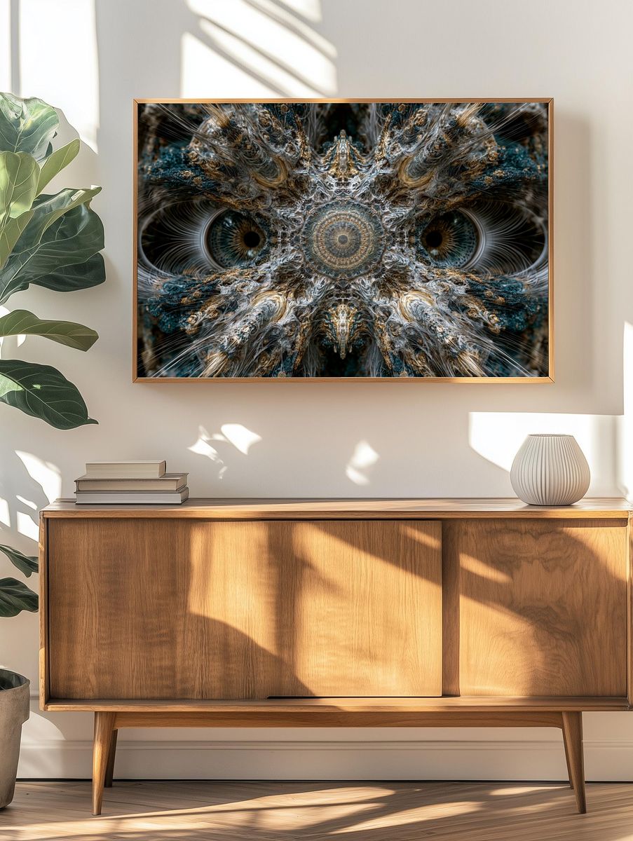 Fractal Owl Eyes Abstract Poster. — room view 3