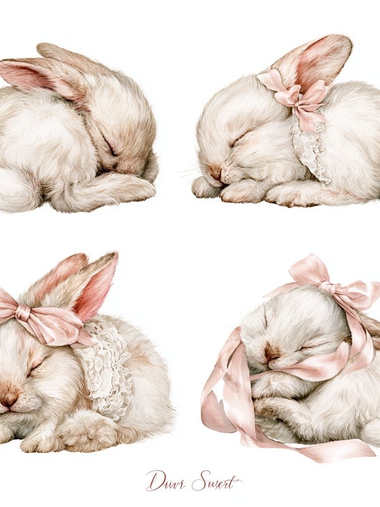 Sleeping Bunny Watercolor Print. poster detail